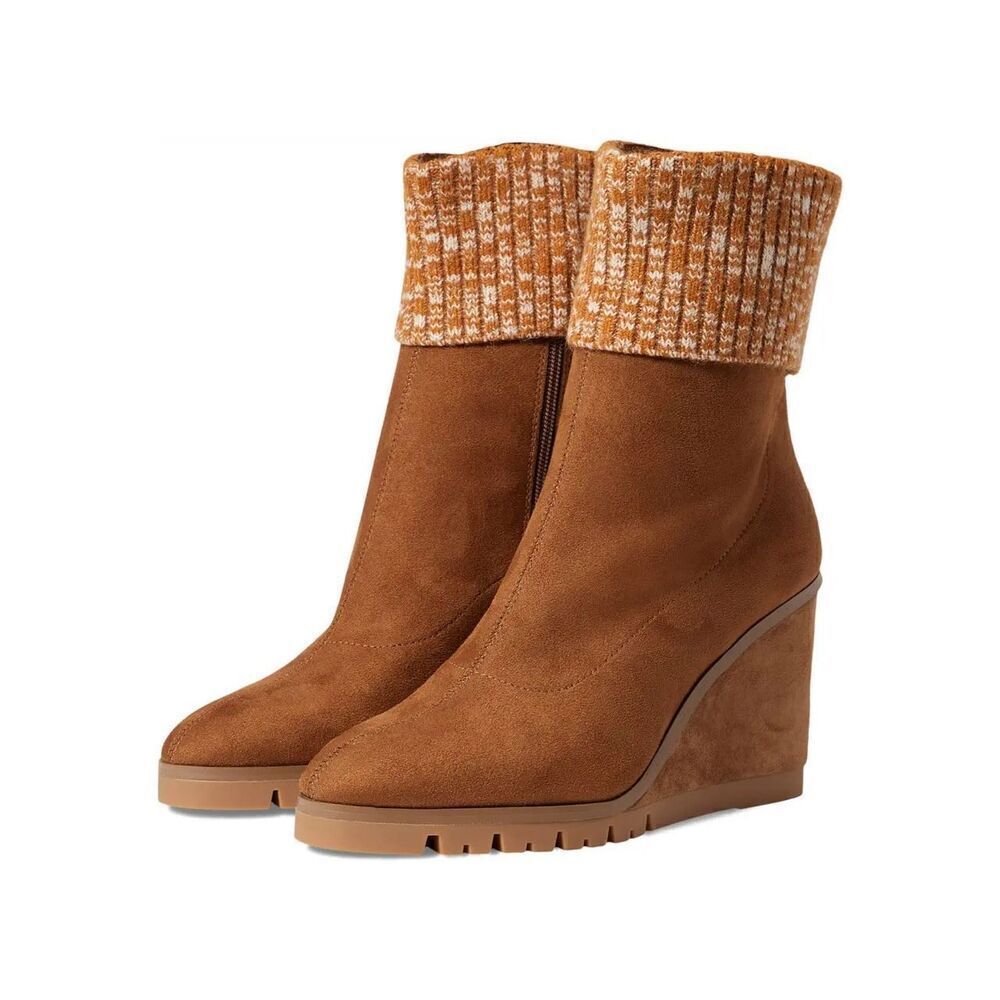 Donald J. Pliner Sindie Leather Suede Womens Knit Cuffed Booties Boots